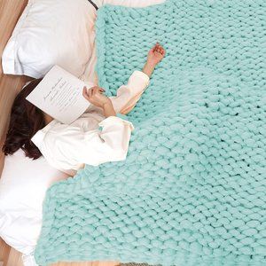 NWT Teal Chunky Knit BlanketThrow purchased high end vendor Hand-Made product